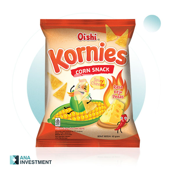 OISHI KORNIES SPICY CHEESE FLAVOR 60G