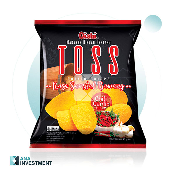 OISHI TOSS POTATO CRISPS CHILI GARLIC FLAVOR 75G 