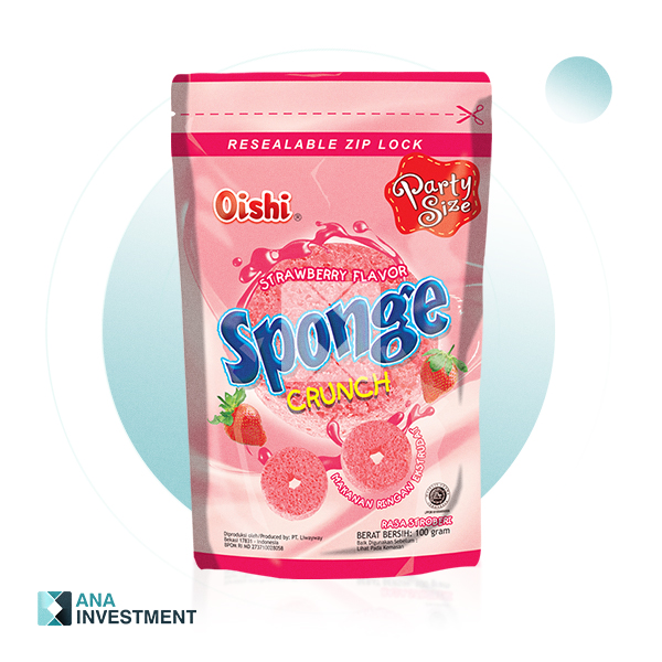 OISHI SPONGE CRUNCH STRAWBERRY FLAVOR 100G 