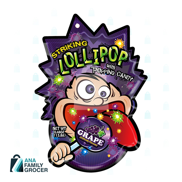 STRIKING POPPING CANDY GRAPE LOLLIPOP 13.8G