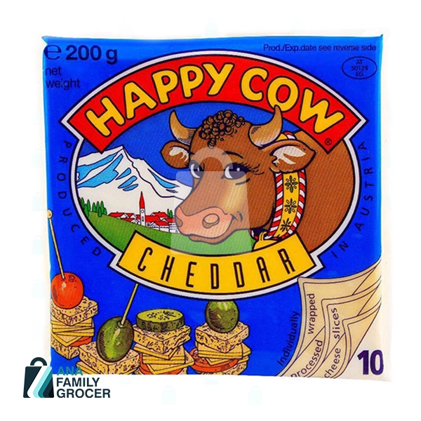 HAPPY COW SLICE CHEESE CHEDDAR 200G
