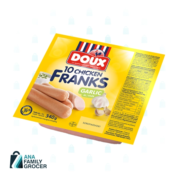 DOUX CHICKEN GARLIC FRANK 340G 
