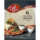 DELI SUN 6 CHIA FLAX WRAPS TORTILLAS 360G